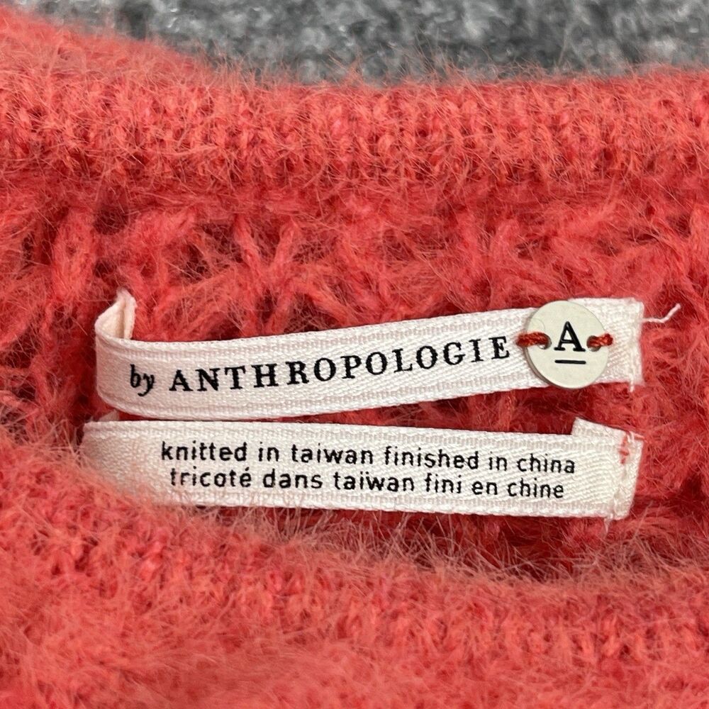 Anthropologie Sweater Womens Medium Ruffle Neck Waffle Knit Cropped Wool Blend - Picture 3 of 8